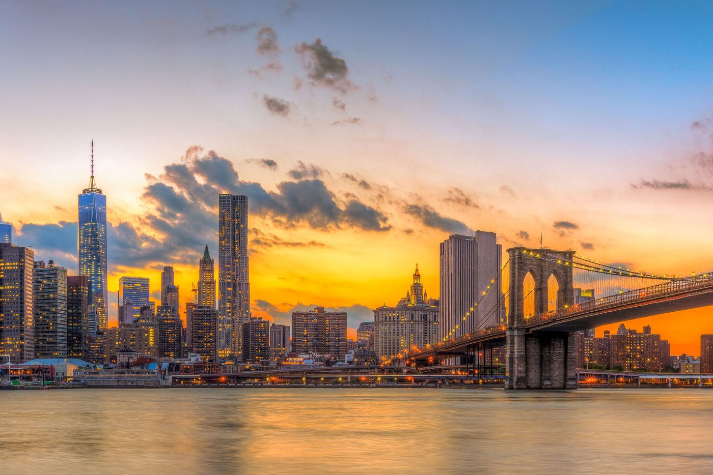 Atardecer sobre el puente de Brooklyn